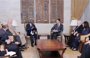 Kofi Annan, Bashar Assad, Walid Moallem, Robert Mood