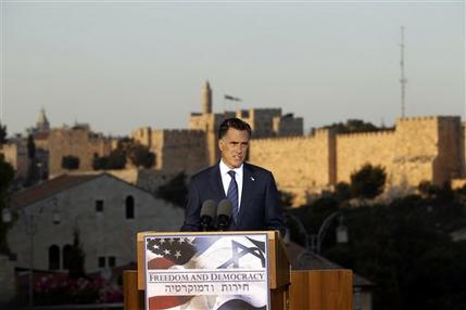 En Israel Romney se refiere a Jesrusalén como la capital En Israel Romney se refiere a Jesrusalén como la capital
