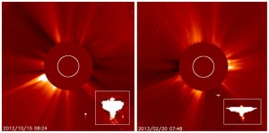 En meses recientes, dos fotografías extraordinarias fueron tomadas por las cámaras de la NASA de una gigantesca figura en forma de un ángel flotando cerca del sol. Las fotografías han sido extensamente vistas en los sitios YouTube y UFO, sin embargo los científicos de la NASA no han dando ninguna explicación del misterioso fenómeno. (PRNewsFoto/Share International USA)
