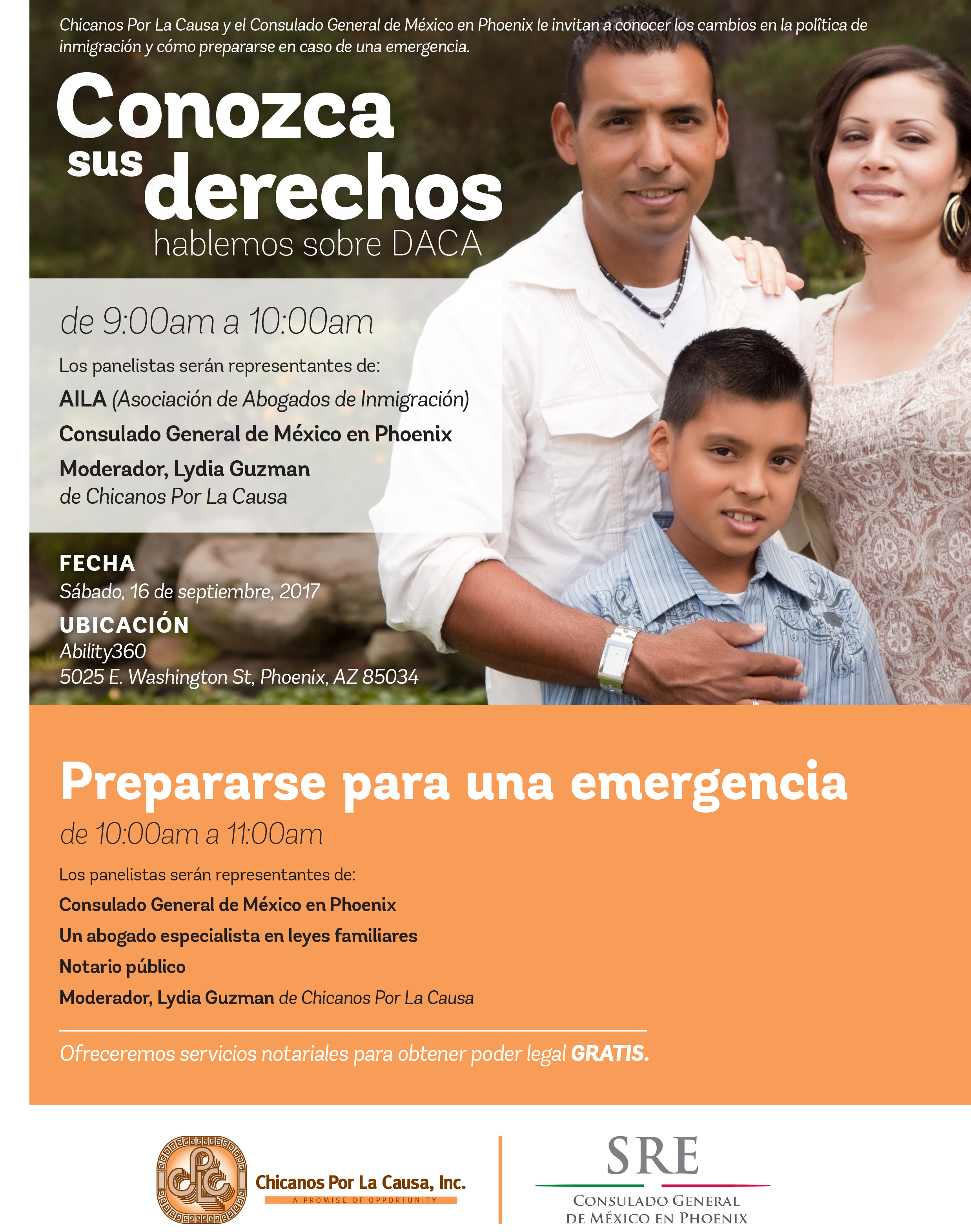EVENTO LOCAL: Conozca sus derechos, hablemos sobre DACA/Foros informativos de CPLC y el Consulado General de México en Phoenix